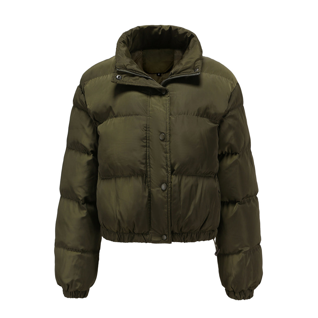 Damen nan kurze gesteppte Winterjacke mit Stehkragen und Kordelzug EB