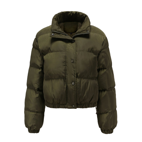 Damen nan kurze gesteppte Winterjacke mit Stehkragen und Kordelzug EB