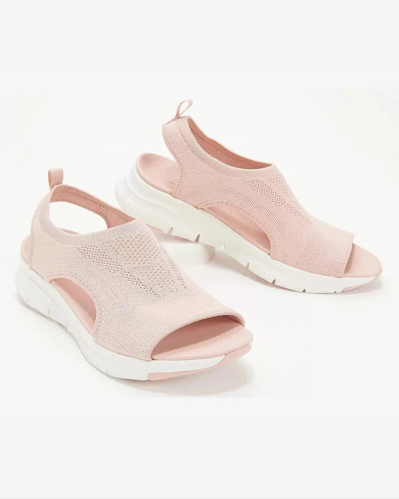 Damen Komfortable Sandaletten mit atmungsaktiver Strickoberfläche und ergonomischem Fußbett EB
