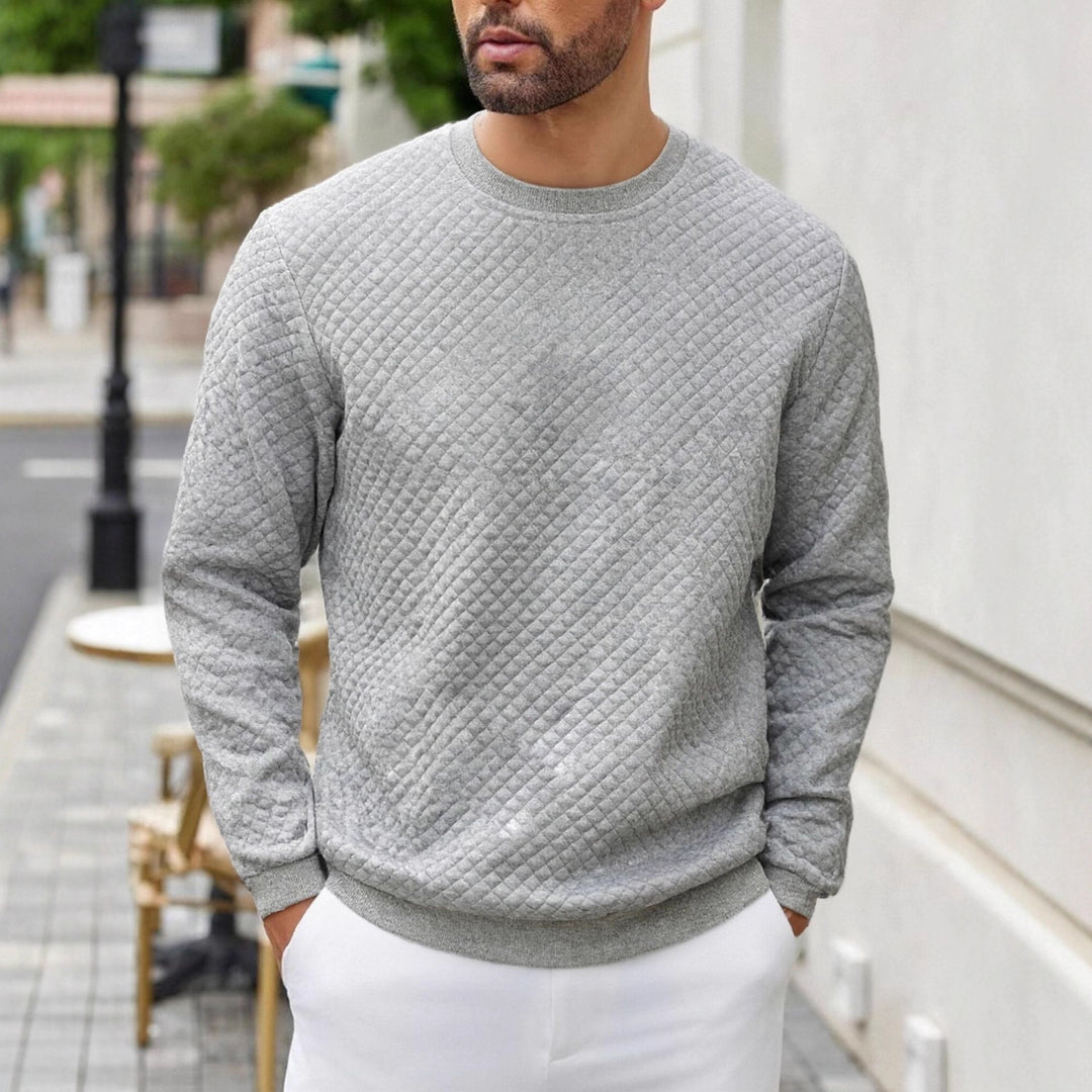 Herren nan gesteppter Sweatpullover mit Rautensteppung, geripptem Kragen und komfortablem Regular Fit EB