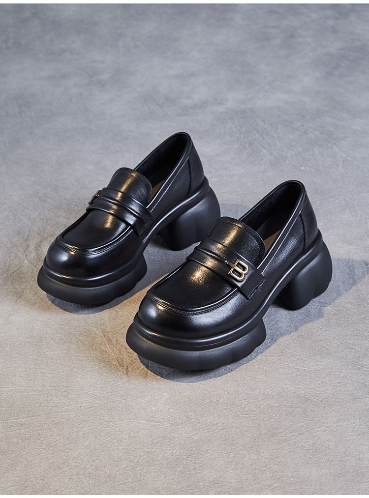 Damen schicke Loafer mit modischem Plateau und eleganter Schnalle EB
