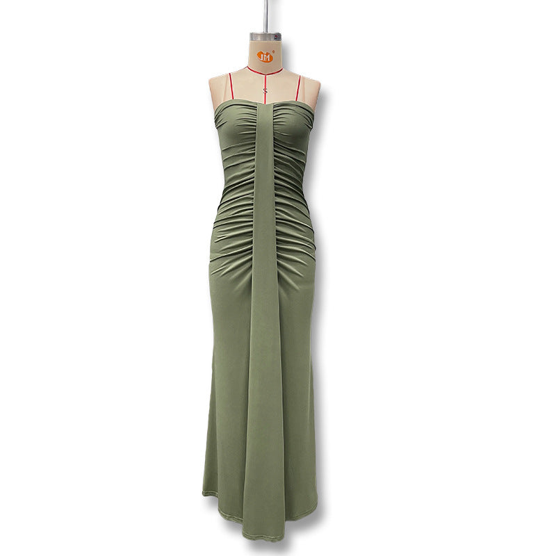 Damen Figurbetontes Maxikleid mit Raffungen und zartem Schnitt EB