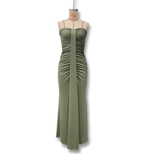 Damen Figurbetontes Maxikleid mit Raffungen und zartem Schnitt EB