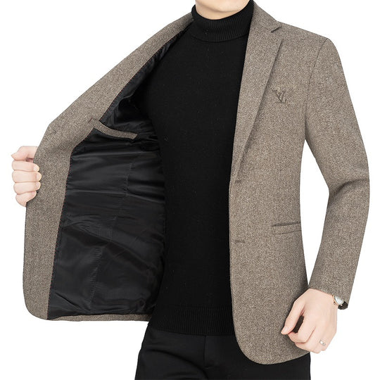 Herren Slim-Fit Sakko im Filzlook mit minimalistischen Pattentaschen EB