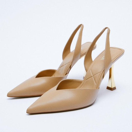 Damen Slingback-Pumps aus edlem Leder mit hohem Glanz EB