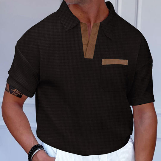 Herren Kurzarm-Polohemd mit modernem Stehkragen und Brusttasche EB