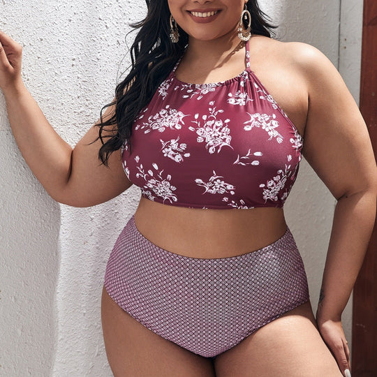 Damen Hochgeschnittener Bikini mit modischem Cropped-Oberteil EB