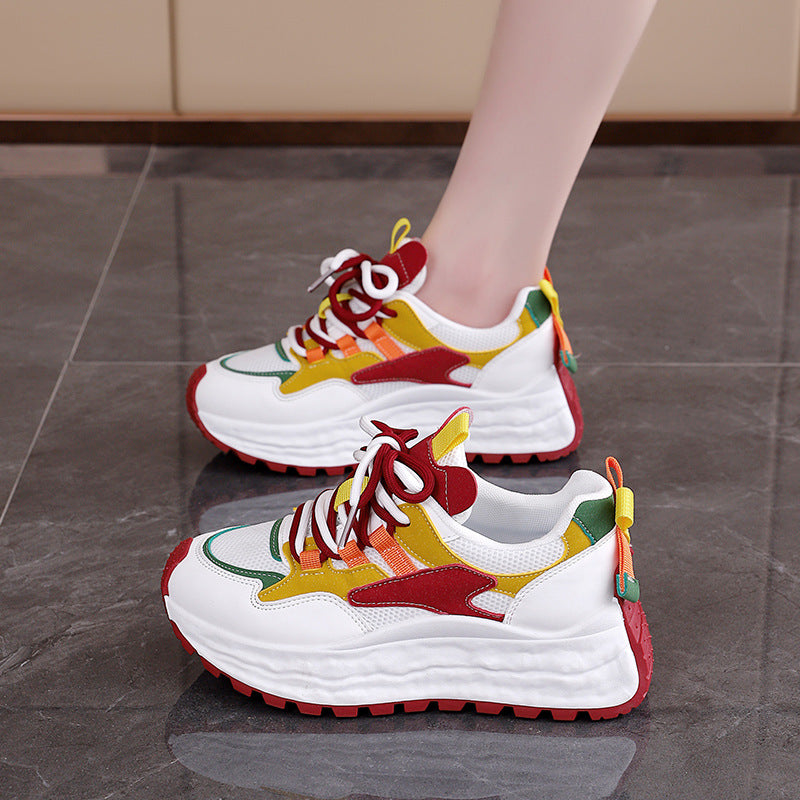 Damen Sportliche Chunky Sneakers mit elastischem Schnürsystem und farbenfrohen Akzenten EB