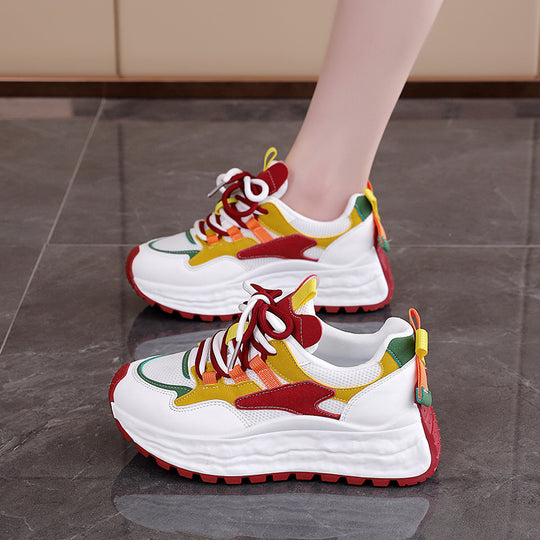 Damen Sportliche Chunky Sneakers mit elastischem Schnürsystem und farbenfrohen Akzenten EB