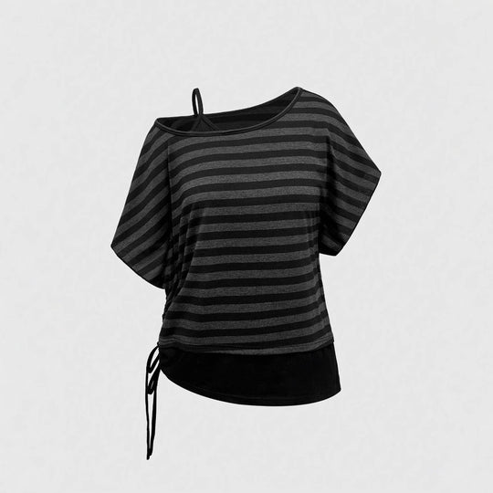 Damen Asymmetrisches Streifenoberteil mit raffiniertem Schnitt EB