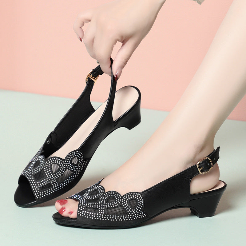 Damen Sling-Pumps mit elegantem Riemen und funkelndem Strassbesatz EB
