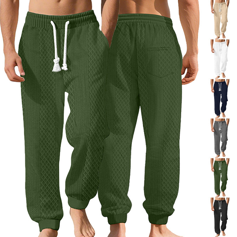 Herren nan gestrickte Wohlfühlhose mit Zopfstruktur, elastischem Bund, Kordelzug und Eingrifftaschen EB