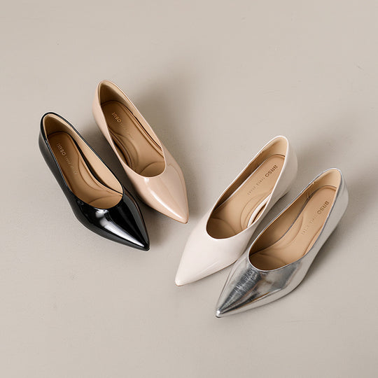 Damen elegante spitze Pumps mit metallic Oberfläche EB