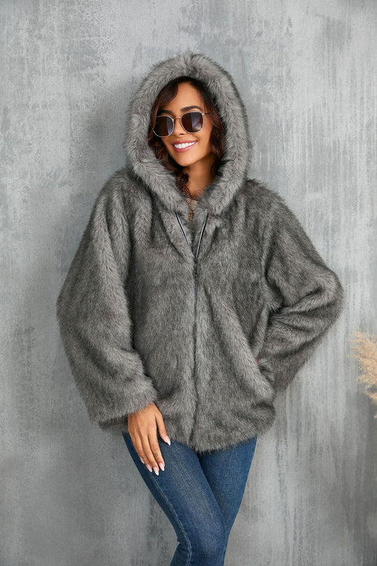 Damen kuschelige Kapuzenjacke EB