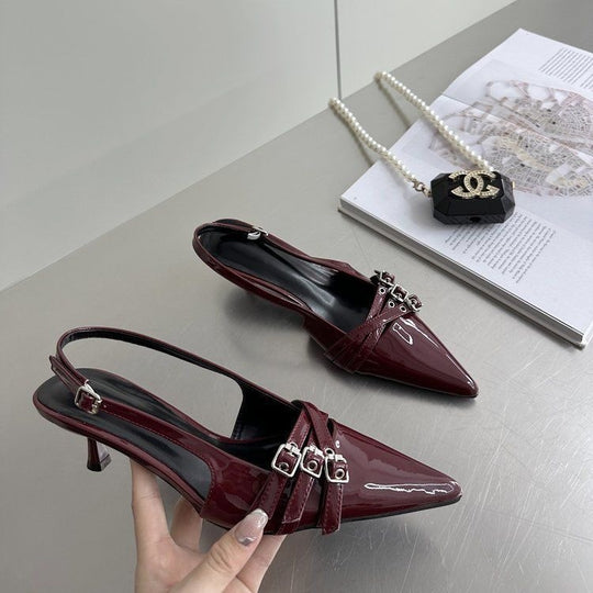 Damen Elegante Slingback-High Heels mit verzierten Riemen EB