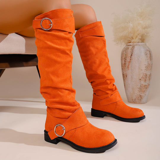 Damen Modische Overknee-Stiefel aus weichem, elastischem Material EB