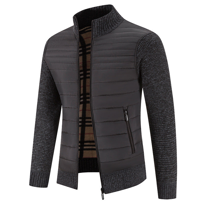 Herren Steppjacke mit modernem Strickärmeln und hohem Kragen EB