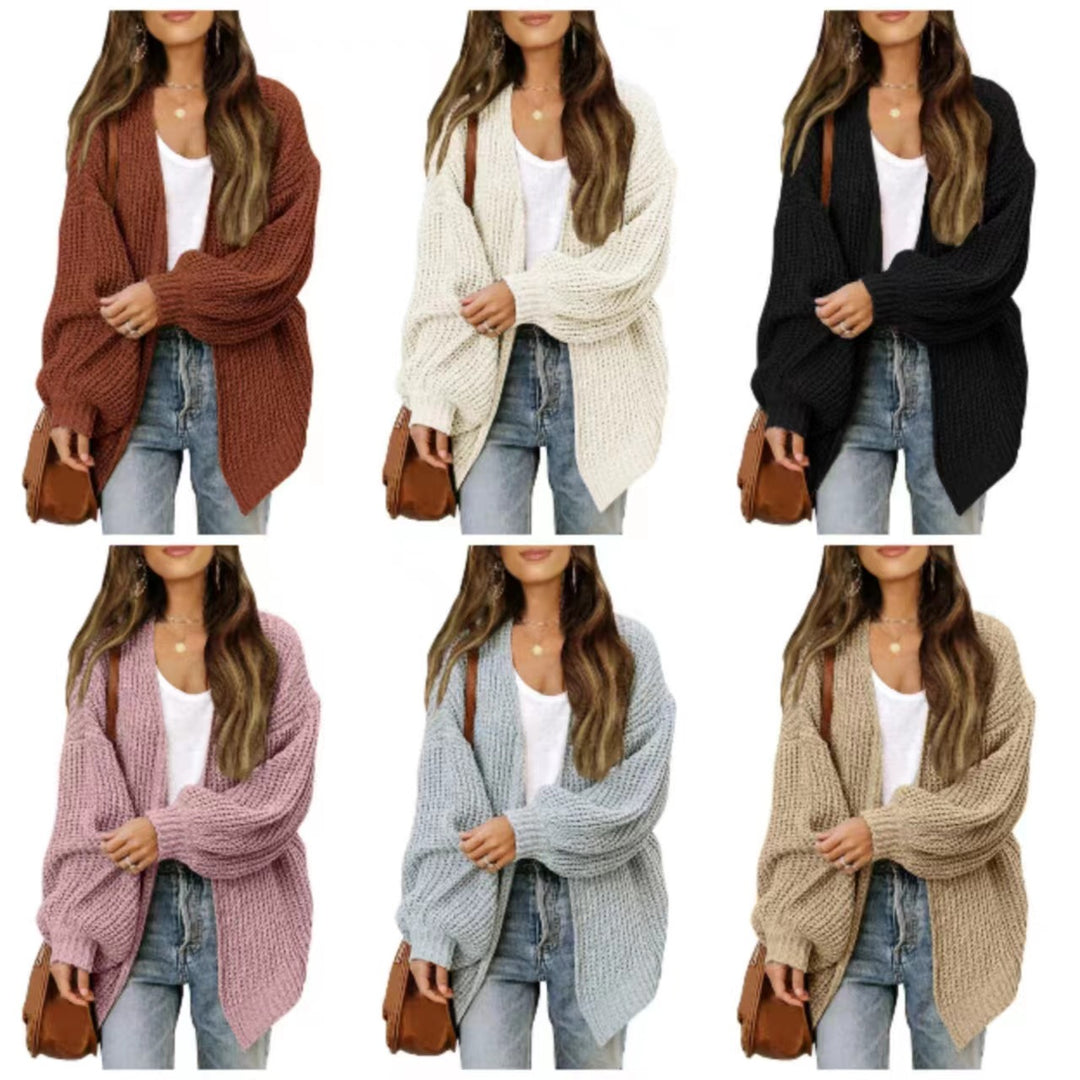 Damen Oversized Strickjacke mit tiefem Schnitt EB