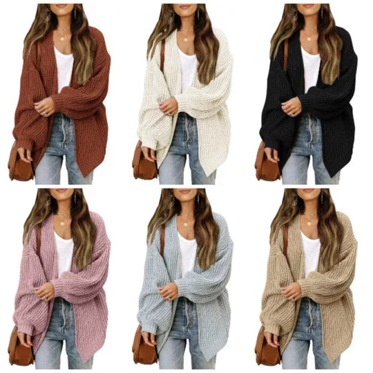 Damen Oversized Strickjacke mit tiefem Schnitt EB
