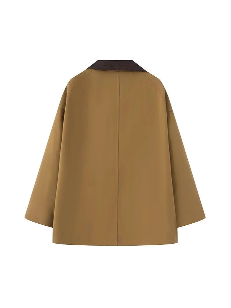 Damen oversized Trenchjacke mit klassischem Stehkragen und praktischen Taschen EB