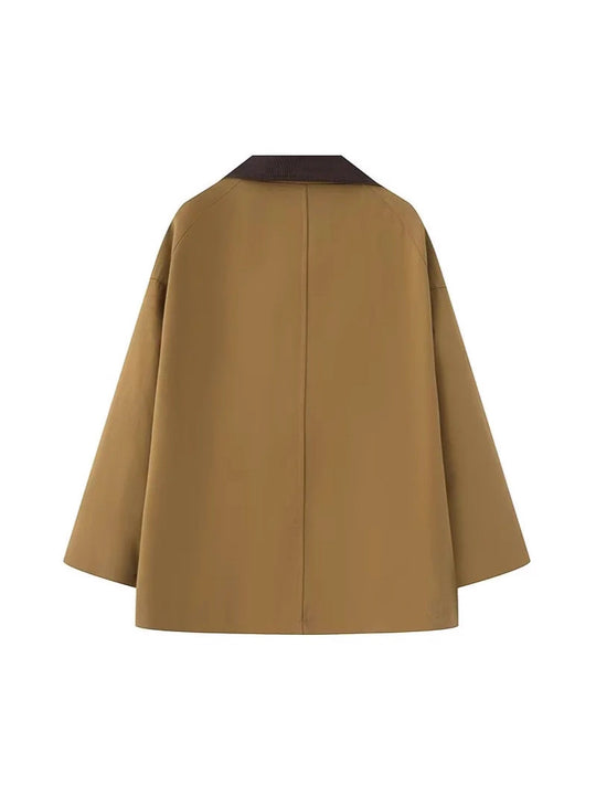 Damen oversized Trenchjacke mit klassischem Stehkragen und praktischen Taschen EB