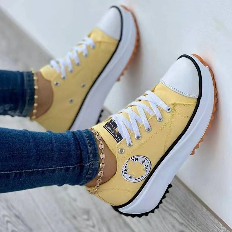 Damen Sportliche Canvas Sneakers im urbanen Design mit Gummisohle EB
