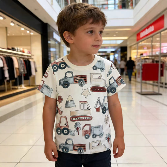 Kinder T-Shirt mit buntem Baustellenmotiv EB