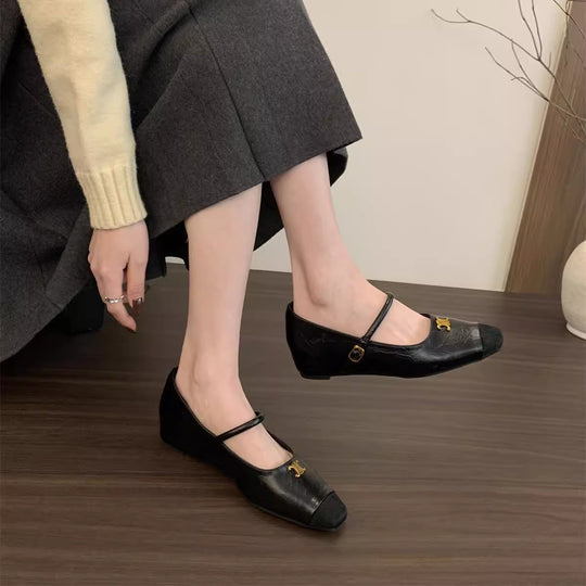 Damen Ballerinas mit dekorativer Schnallen-Applikation und elegantem Schnitt EB