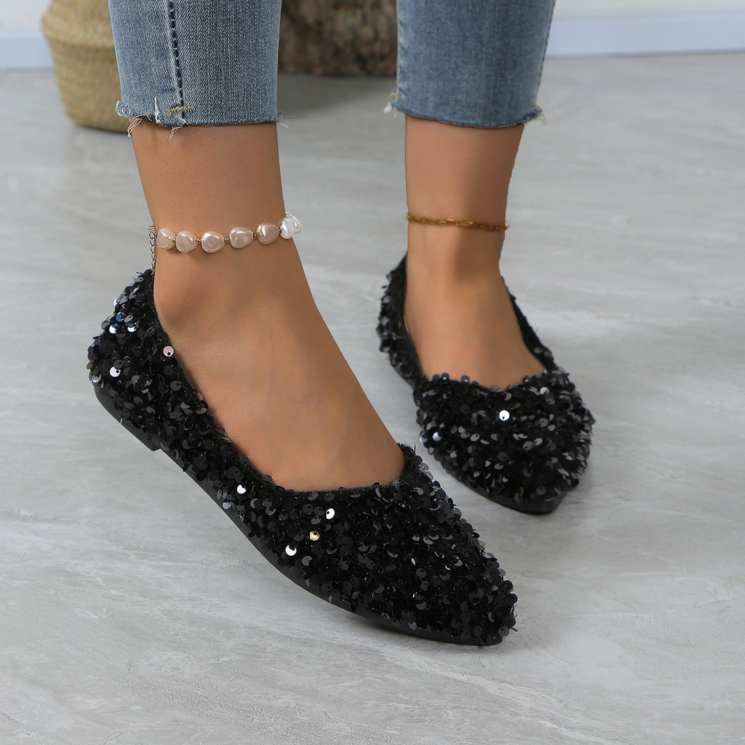 Damen Glitzernde Ballerinas mit luxuriösen Pailletten EB