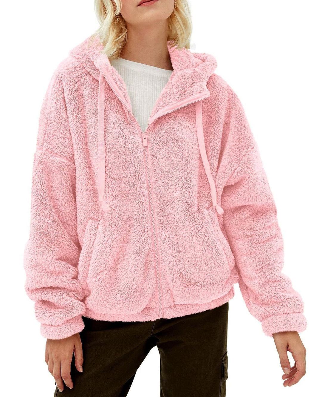 Damen Kuschelige Fleecejacke mit hohem Kragen und Reißverschluss EB