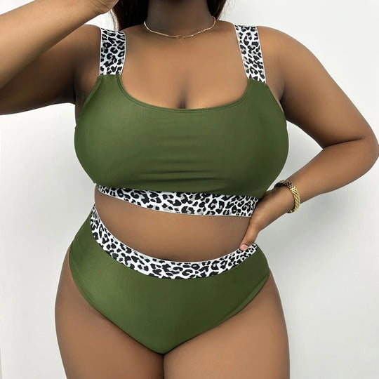 Damen Hochgeschnittenes Bikini-Set mit trendigem Tiermuster EB