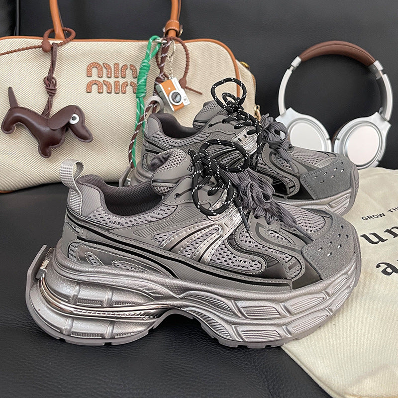 Damen Modische Chunky Sneakers mit dämpfender Sohle und atmungsaktivem Obermaterial EB