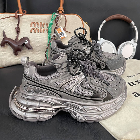 Damen Modische Chunky Sneakers mit dämpfender Sohle und atmungsaktivem Obermaterial EB
