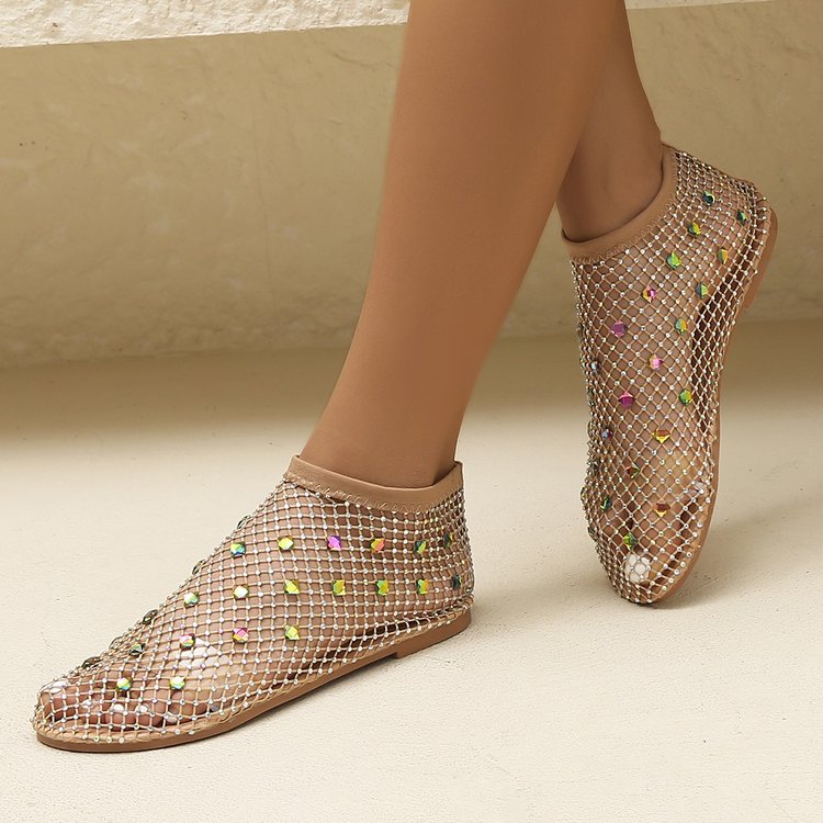 Damen Glitzernde Netz-Boots mit offener Zehenpartie und modischem Design EB