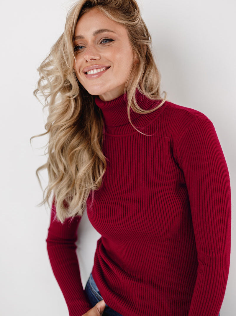 Damen Rollkragenpullover mit geripptem Design und lässigem Schnitt EB
