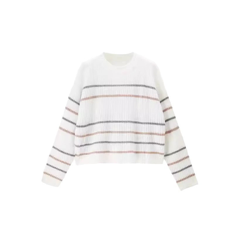 Damen Lässiger Strickpullover mit modischem Streifenmuster EB