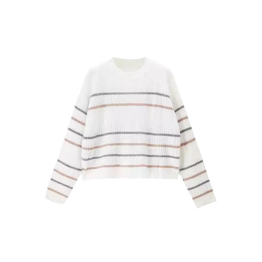 Damen Lässiger Strickpullover mit modischem Streifenmuster EB