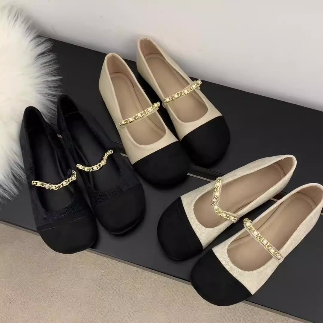 Damen Ballerinas mit elegantem Ketten-Detail EB