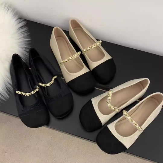 Damen Ballerinas mit elegantem Ketten-Detail EB
