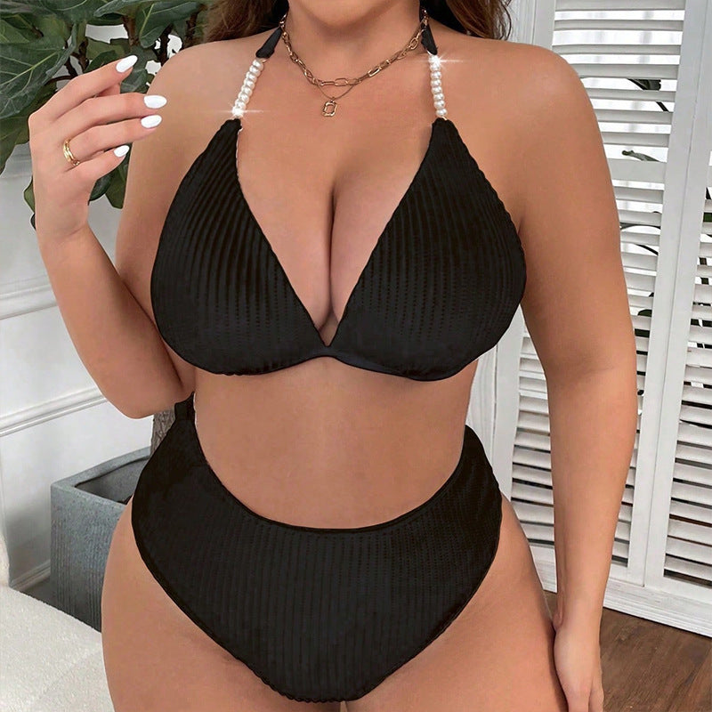 Damen Hochtaillierter Triangel-Bikini mit Raffungen EB