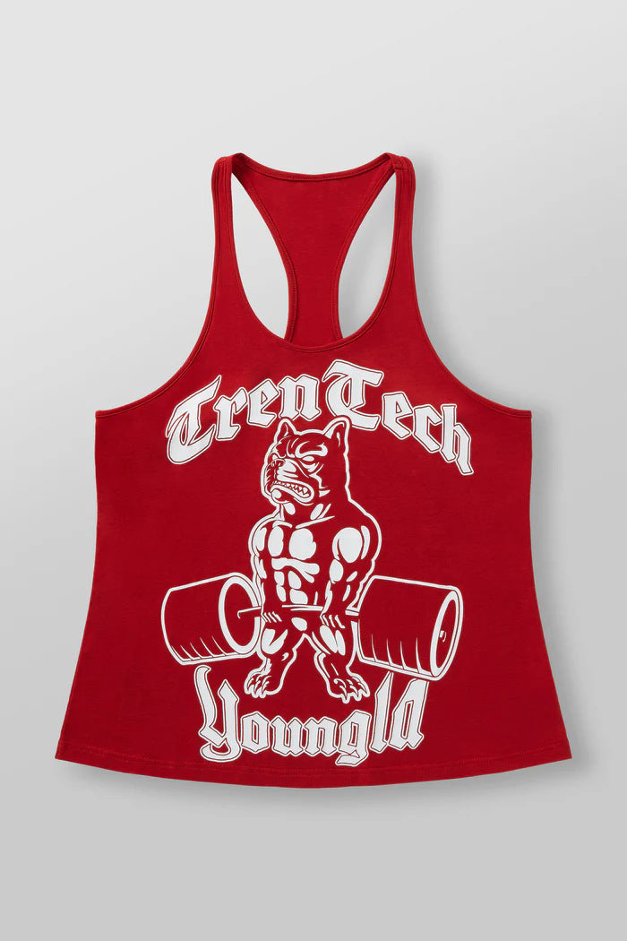 Herren nan figurbetontes Fitness-Tanktop mit Bulldoggen-Grafik und extra tiefen Armausschnitten EB