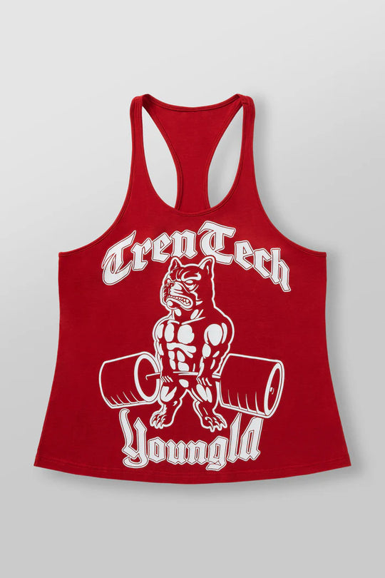 Herren nan figurbetontes Fitness-Tanktop mit Bulldoggen-Grafik und extra tiefen Armausschnitten EB