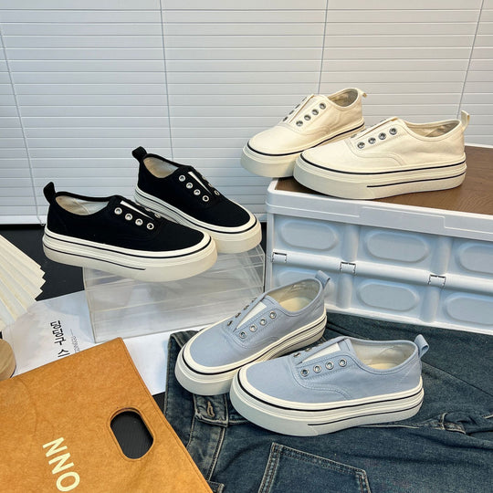 Damen bequeme Canvas Sneaker mit trendigem Plateau EB