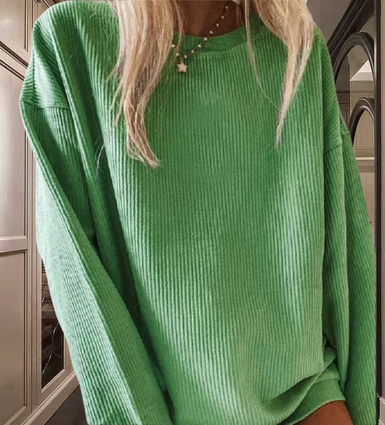Damen Lässiger Rippstrick-Pullover mit weitem Schnitt EB