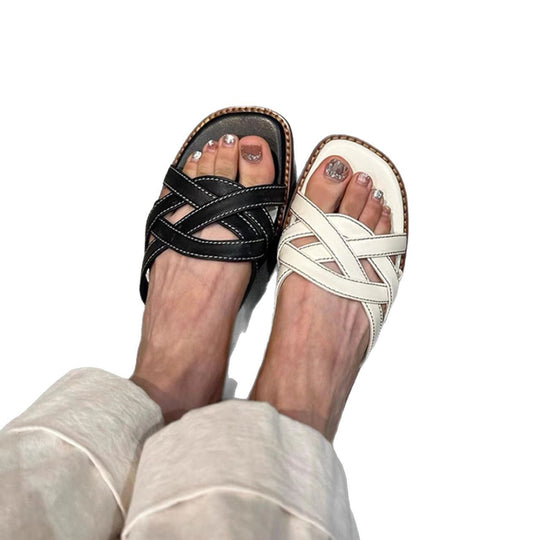 Damen modische Schlappen mit geflochtenem Riemendesign EB