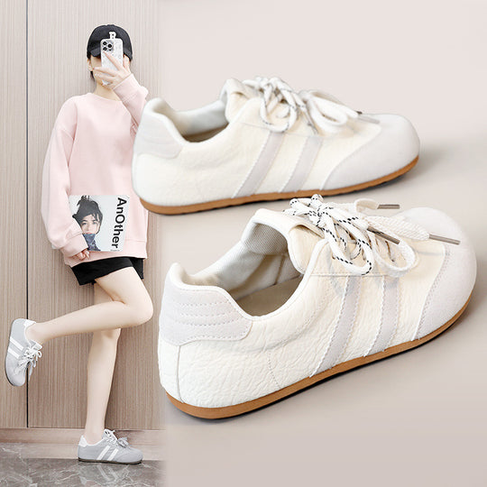Damen modische Sneakers mit sportivem Veloursleder-Obermaterial und rutschfester Laufsohle EB