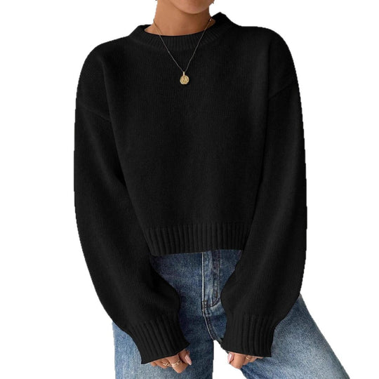 Damen modischer Oversized-Pullover mit lässigem Schnitt und breiten Ärmeln EB