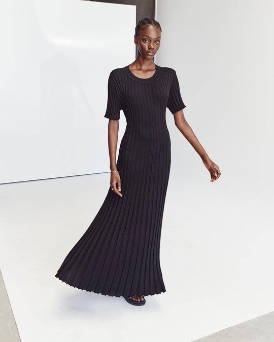 Damen Maxikleid aus feinem Rippenstrick EB