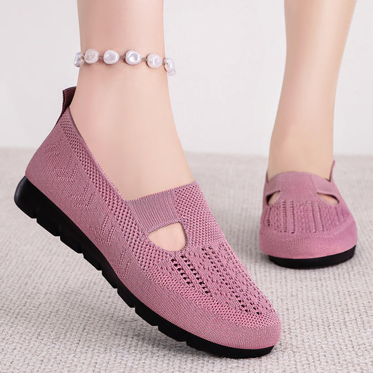 Damen Komfortable und atmungsaktive Slip-On Schuhe mit elastischem Riemchen EB