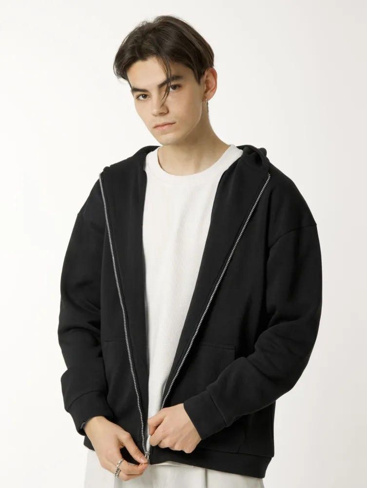 Herren nan minimalistischer Zip-Hoodie mit cleanem Oversize-Schnitt und weichem French-Terry-Futter EB